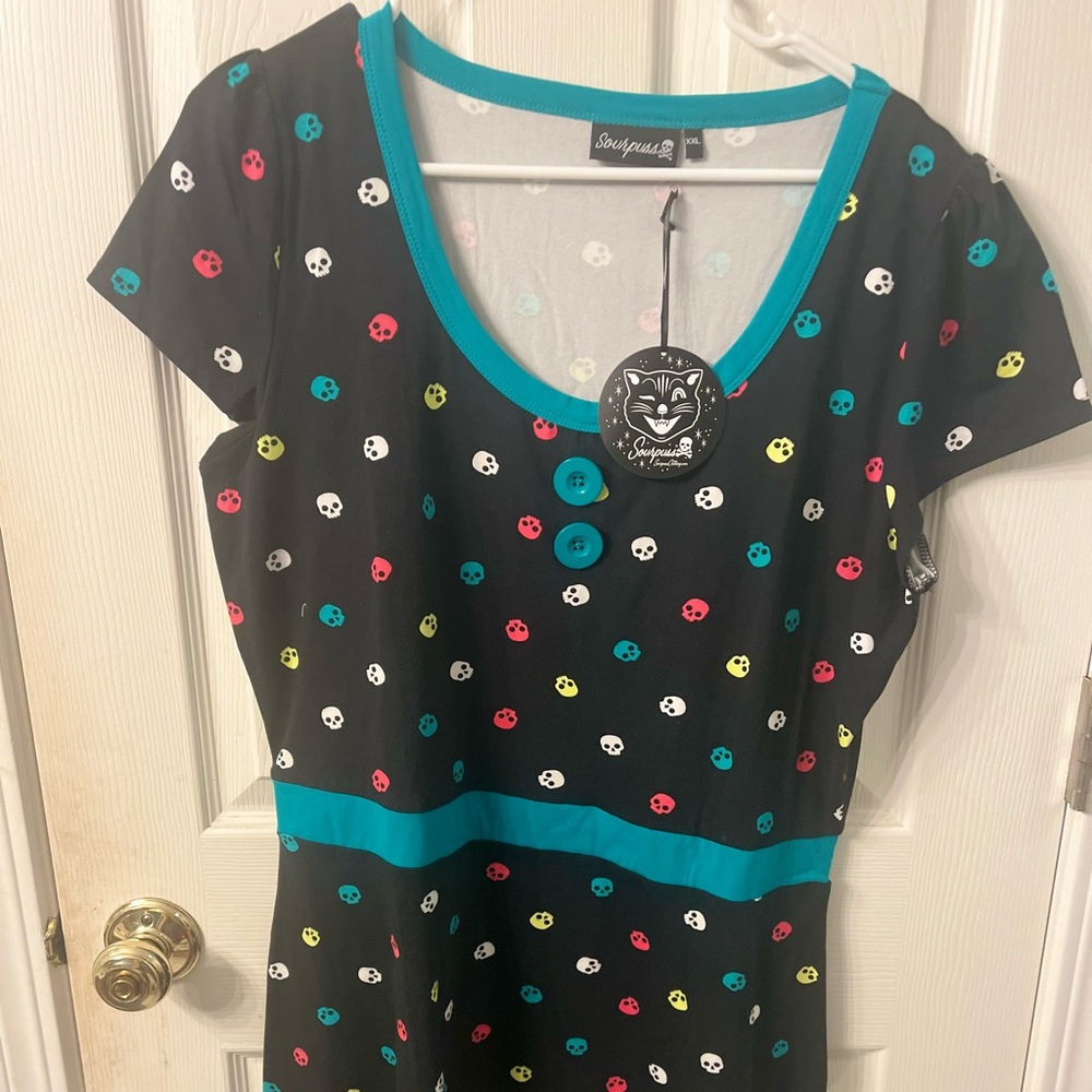 Sourpuss mini babydoll skull dress xxl 2x